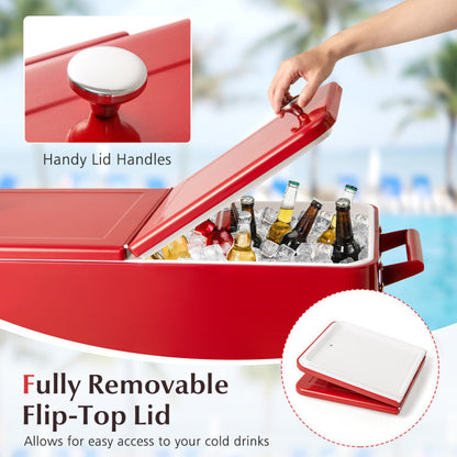 Portable Patio Cooler with Bottom Storage Shelf and Bottle Opener