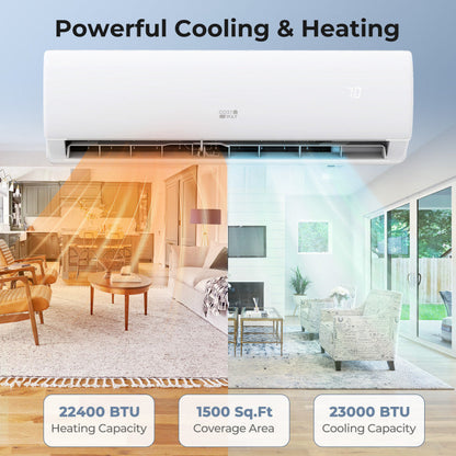 EchoCool Series 23000 BTU 208/230V Mini Split Air Conditioner and Heater Pump System