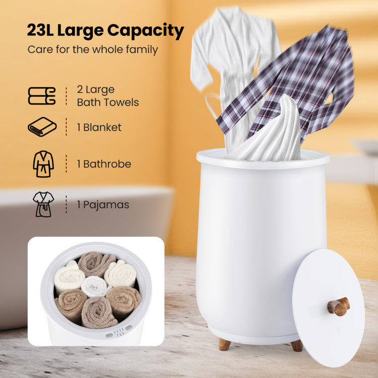 23L Large Luxury Bucket-Style Towel Warmer with Fragrant Disc Holder