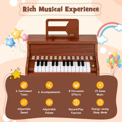 25 Keys Kids Piano Keyboard with Adjustable Speed and Teaching Mode