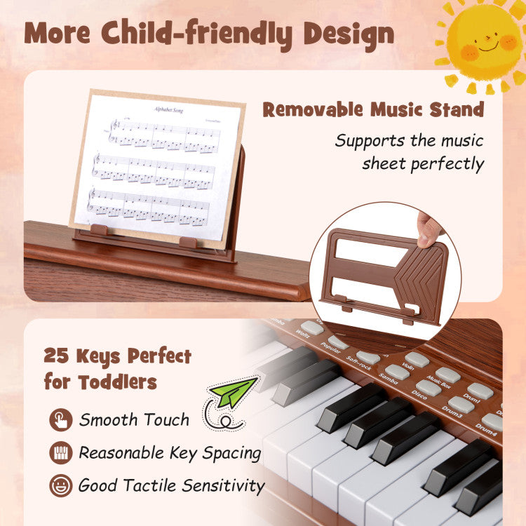 25 Keys Kids Piano Keyboard with Adjustable Speed and Teaching Mode
