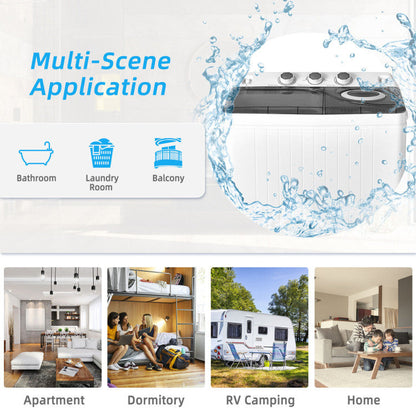 26 lbs Semi-Automatic Twin Tub Washing Machine with Drain Pump