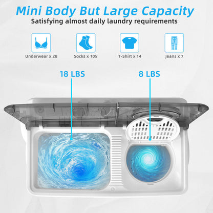 26 lbs Semi-Automatic Twin Tub Washing Machine with Drain Pump