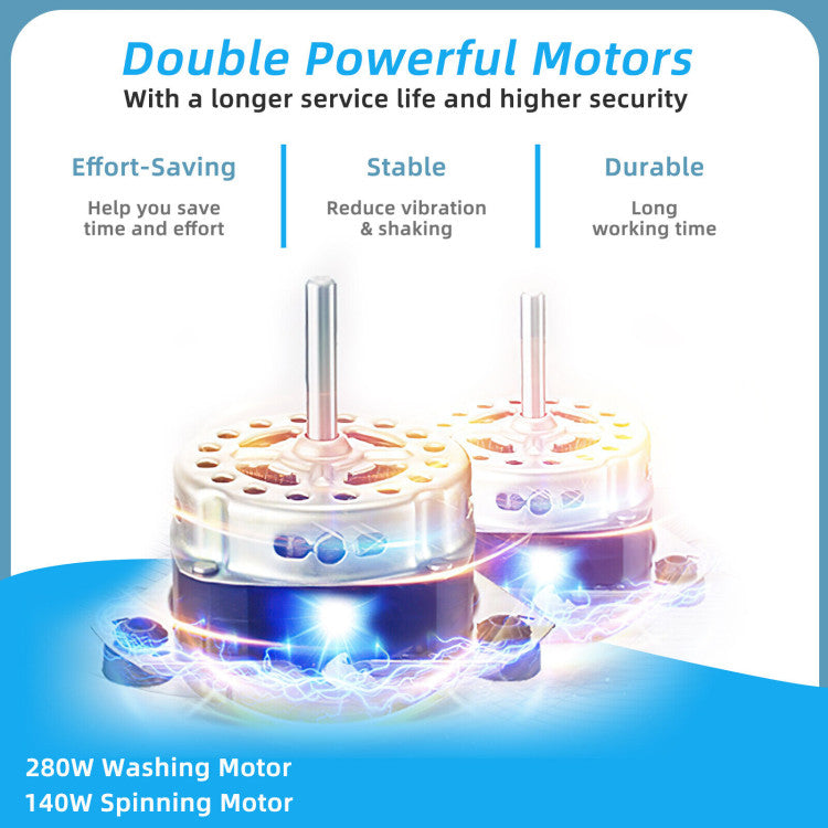 26 lbs Semi-Automatic Twin Tub Washing Machine with Drain Pump