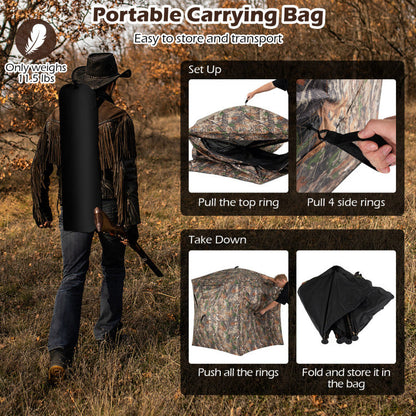 270° See Through Hunting Blind Tent with Silent Magnetic Door