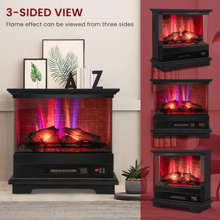27 Inch Freestanding Fireplace with Remote Control