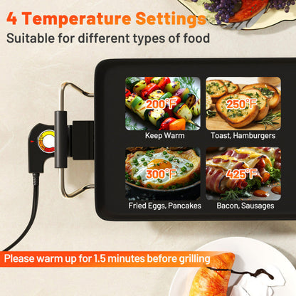 27/35 Inch Large Electric Griddle Nonstick BBQ Grill with Adjustable Temperature