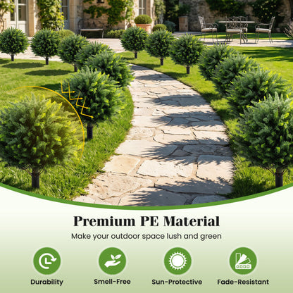 27.5 inch Artificial Cypress Topiary Trees with Ground Spikes