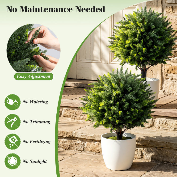27.5 inch Artificial Cypress Topiary Trees with Ground Spikes