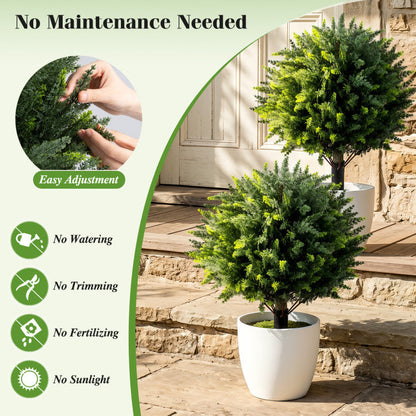 27.5 inch Artificial Cypress Topiary Trees with Ground Spikes