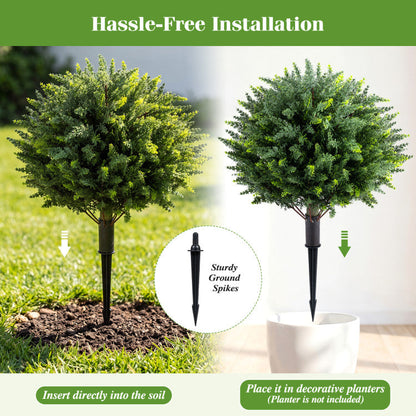 27.5 inch Artificial Cypress Topiary Trees with Ground Spikes