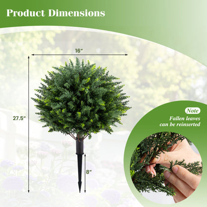27.5 inch Artificial Cypress Topiary Trees with Ground Spikes