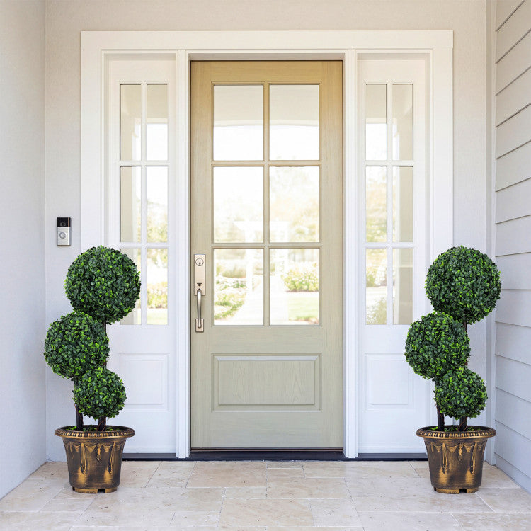 29/35 Inches Artificial Boxwood Topiary Tree Triple Ball Shrubs