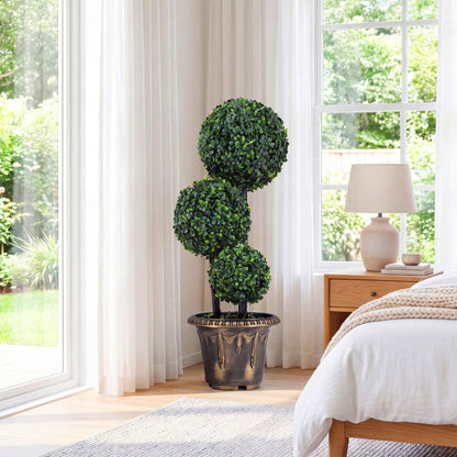 29/35 Inches Artificial Boxwood Topiary Tree Triple Ball Shrubs