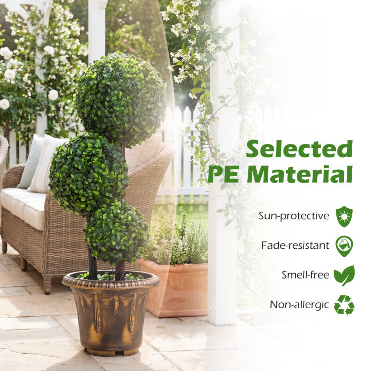 29/35 Inches Artificial Boxwood Topiary Tree Triple Ball Shrubs