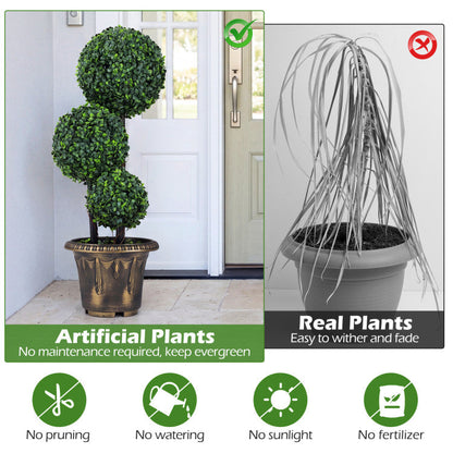 29/35 Inches Artificial Boxwood Topiary Tree Triple Ball Shrubs