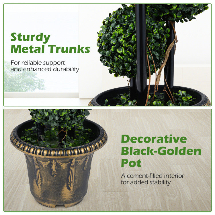 29/35 Inches Artificial Boxwood Topiary Tree Triple Ball Shrubs