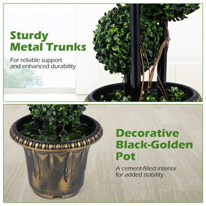 29/35 Inches Artificial Boxwood Topiary Tree Triple Ball Shrubs