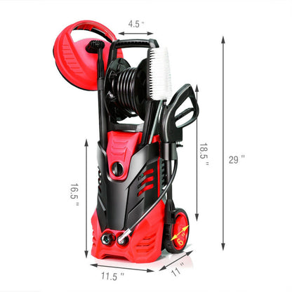 3000 PSI Electric High Pressure Washer with 5 Nozzles and Hose Reel