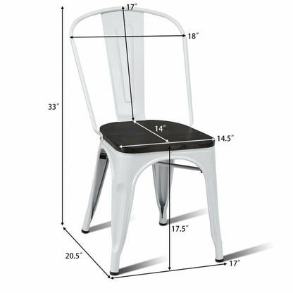 4 Pieces Tolix Style Metal Dining Chairs with Stackable Wood Seat