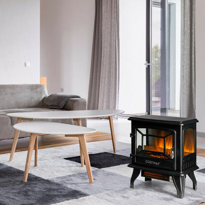 17 Inch Freestanding Electric Stove Fireplace Heater with 3 Side View