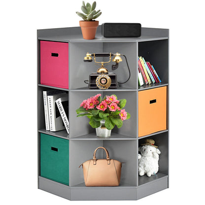 3-Tier Kids Storage Shelf Children Corner Cabinet with 3 Baskets