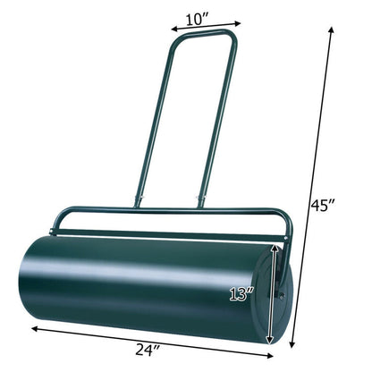 24 x 13 Inch Heavy-Duty Tow Lawn Roller Water Filled Metal Push Roller