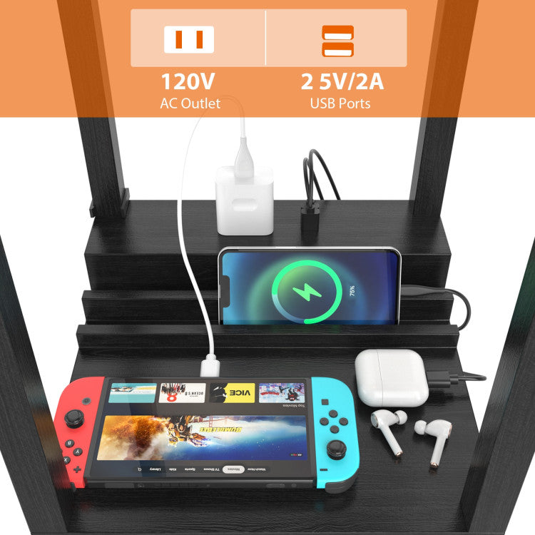 Modern Standing Shelf Lamp with 1 Power Outlet and 2 USB Ports
