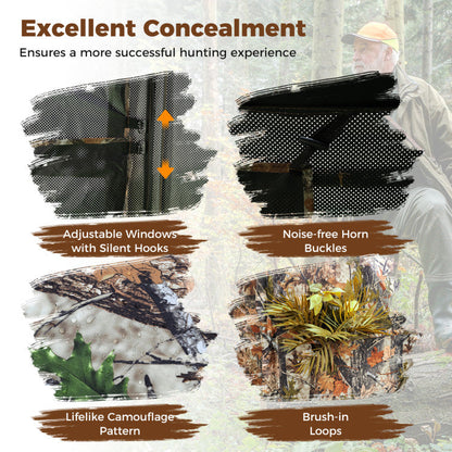 2-6 Person Side-by-Side Hunting Blinds Double One-way See-through Ground Blinds