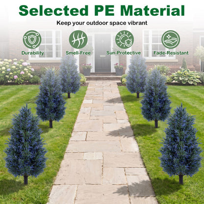 2 Pack 3.3 ft Artificial Lavender Topiary Trees with Ground Spikes for Indoor Outdoor