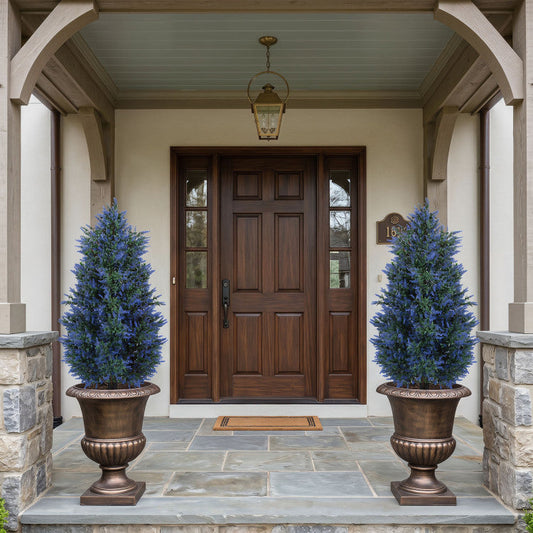 2 Pack 3.3 ft Artificial Lavender Topiary Trees with Ground Spikes for Indoor Outdoor