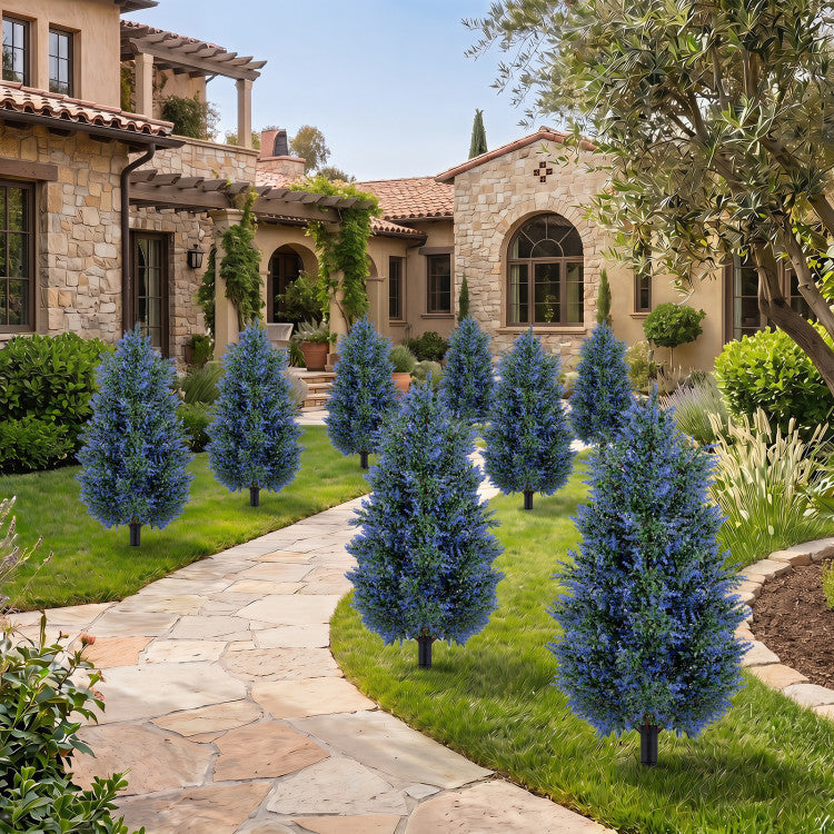 2 Pack 3.3 ft Artificial Lavender Topiary Trees with Ground Spikes for Indoor Outdoor