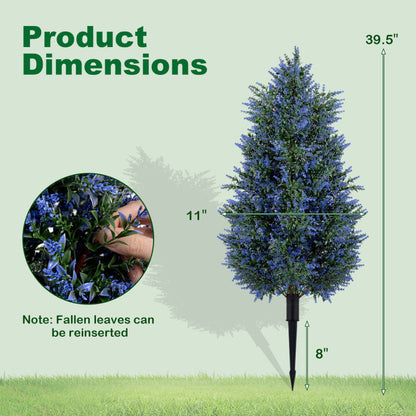 2 Pack 3.3 ft Artificial Lavender Topiary Trees with Ground Spikes for Indoor Outdoor