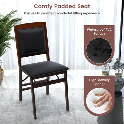 Set of 2 Folding Dining Chairs with Padded Seat and High Backrest