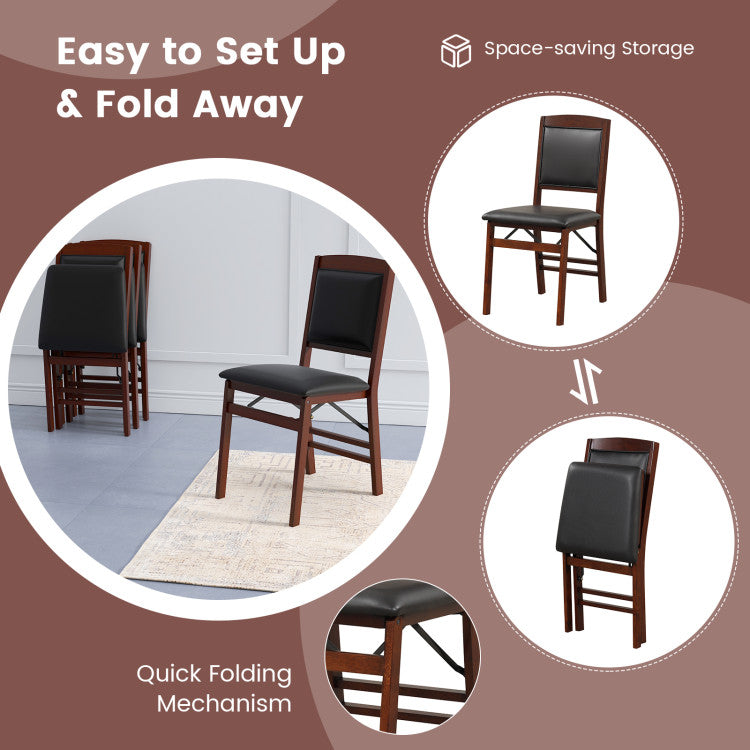 Set of 2 Folding Dining Chairs with Padded Seat and High Backrest