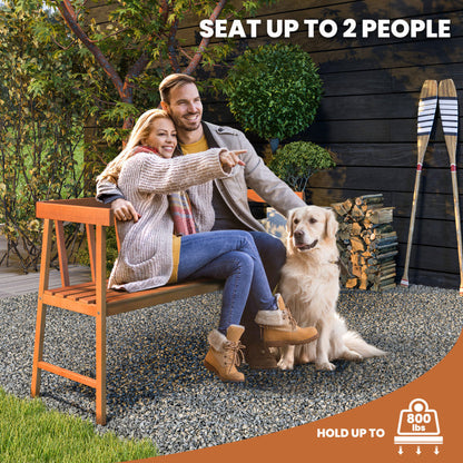 Outdoor Eucalyptus Wood Bench with Backrest and Armrests
