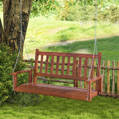 2-Person Wooden Outdoor Porch Swing with 500lbs Weight Capacity