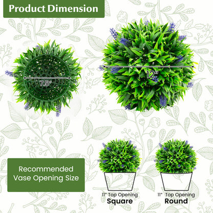 2 Pieces Artificial Lavender Topiary Balls with Flowers