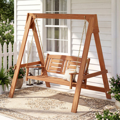 2-Seater Porch Swing with Stand Adjustable Chains
