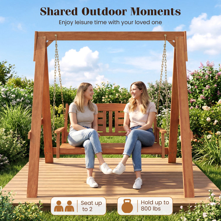 2-Seater Porch Swing with Stand Adjustable Chains