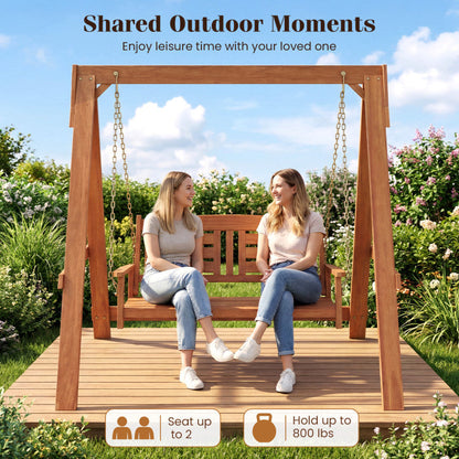 2-Seater Porch Swing with Stand Adjustable Chains
