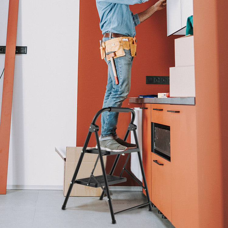 2-Step/3-Step Ladder with Wide Anti-Slip Pedal