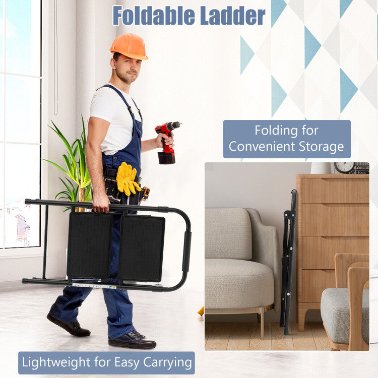 2-Step/3-Step Ladder with Wide Anti-Slip Pedal