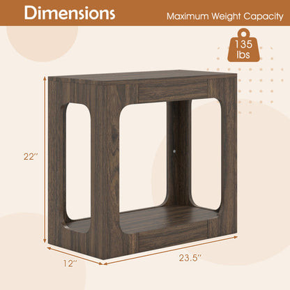 2-Tier End Table with Storage Shelf for Living Room