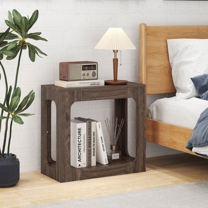 2-Tier End Table with Storage Shelf for Living Room