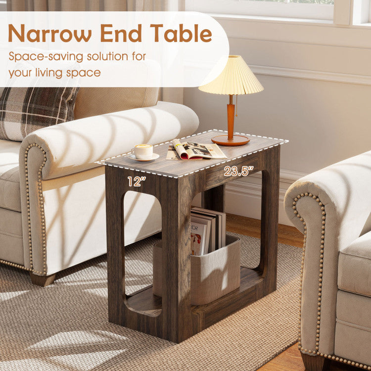2-Tier End Table with Storage Shelf for Living Room
