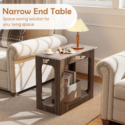2-Tier End Table with Storage Shelf for Living Room