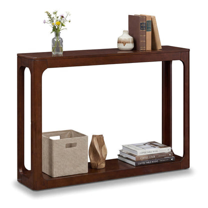 2-Tier Mid Century Wood Console Table with Storage Shelf