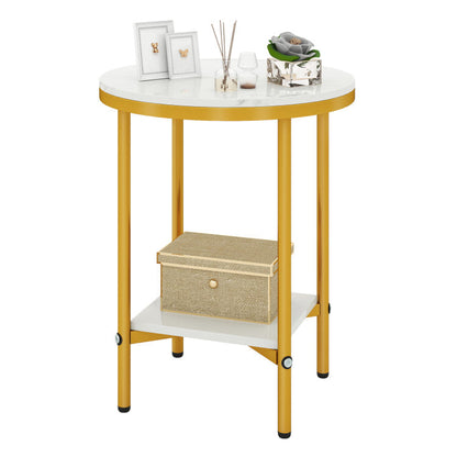2-Tier Round Coffee Table with Storage Shelf