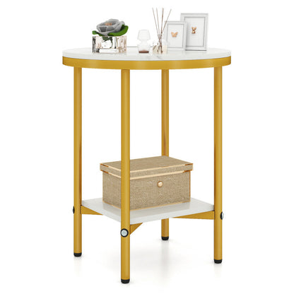 2-Tier Round Coffee Table with Storage Shelf